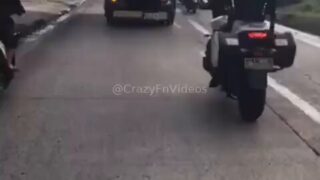 Runaway truck being chased by police in a middle of