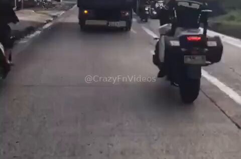 Runaway truck being chased by police in a middle of