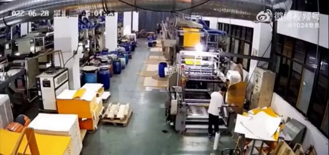 Worker gets caught in machine